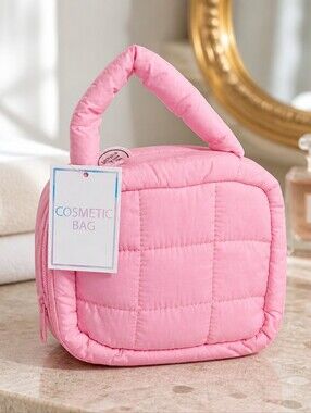 Pink Cosmetic Bag - Quilted Carry Case